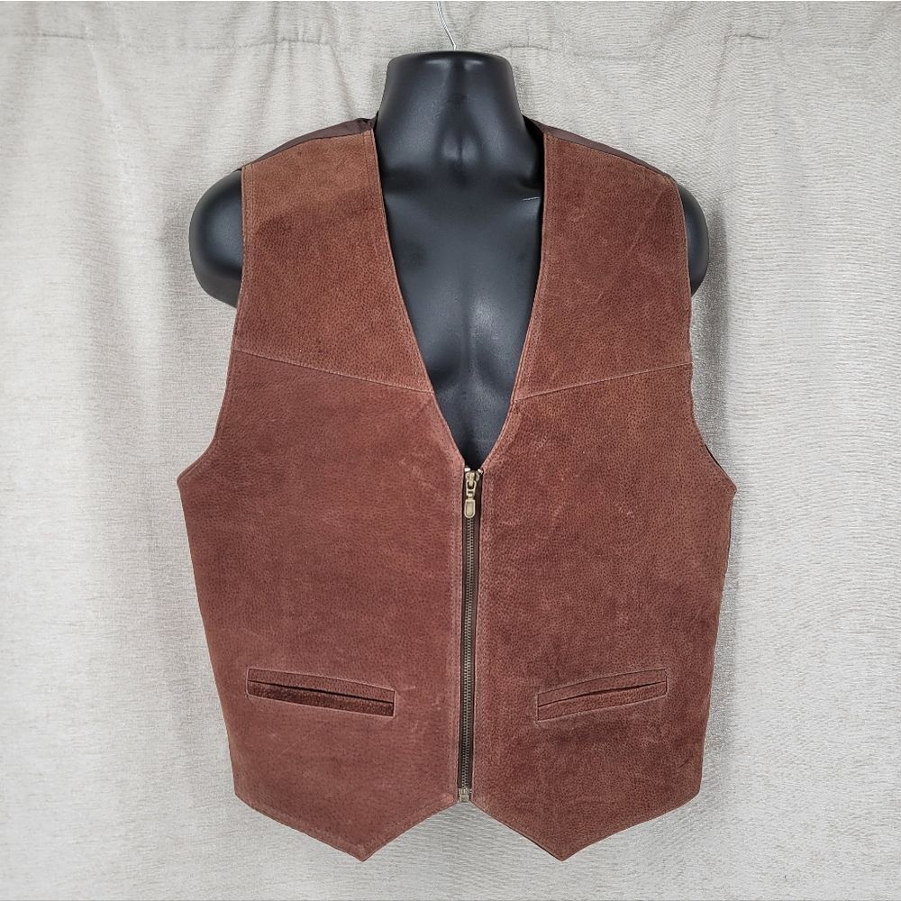 Faded Glory Vintage Men's Brown Suede Vest Western Dark Academia